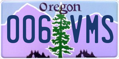 OR license plate 006VMS