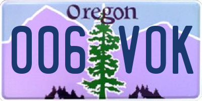 OR license plate 006VOK