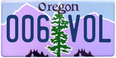 OR license plate 006VOL