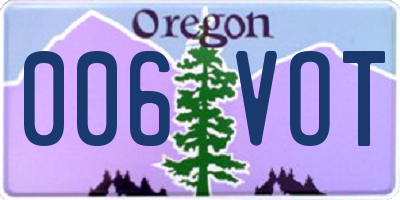 OR license plate 006VOT