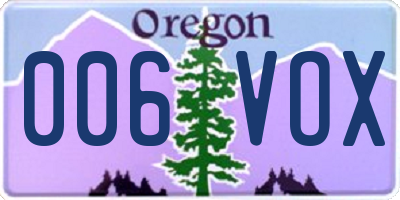 OR license plate 006VOX