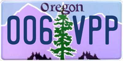 OR license plate 006VPP