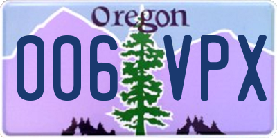 OR license plate 006VPX