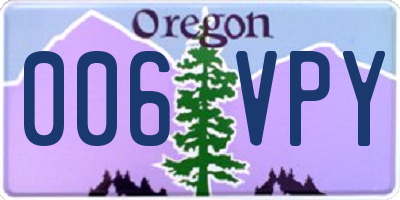 OR license plate 006VPY