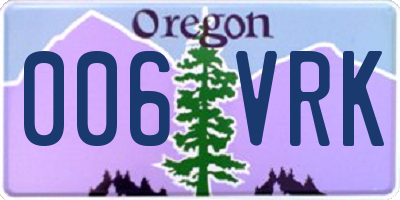 OR license plate 006VRK
