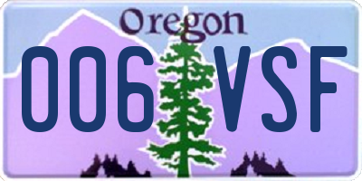 OR license plate 006VSF