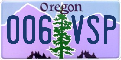 OR license plate 006VSP