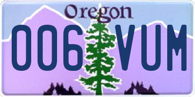 OR license plate 006VUM