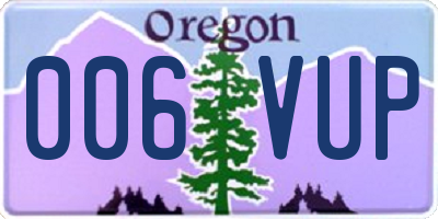 OR license plate 006VUP