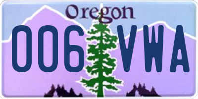 OR license plate 006VWA