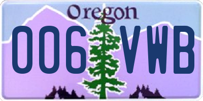 OR license plate 006VWB