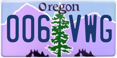 OR license plate 006VWG