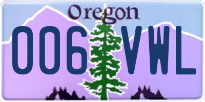 OR license plate 006VWL