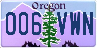 OR license plate 006VWN