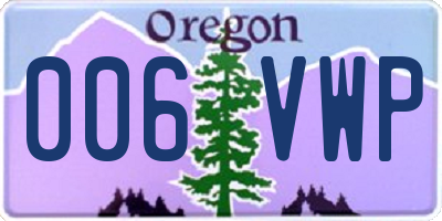 OR license plate 006VWP