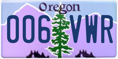 OR license plate 006VWR