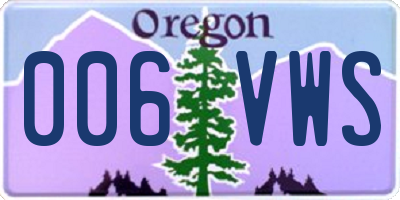 OR license plate 006VWS