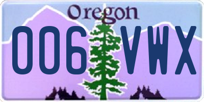 OR license plate 006VWX