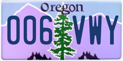OR license plate 006VWY