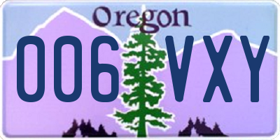 OR license plate 006VXY