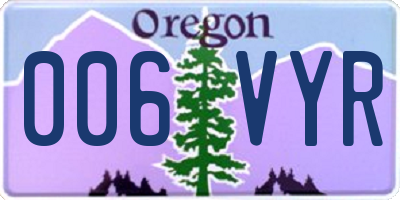 OR license plate 006VYR