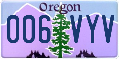 OR license plate 006VYV