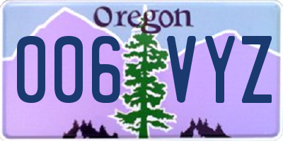 OR license plate 006VYZ