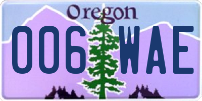 OR license plate 006WAE