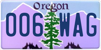 OR license plate 006WAG