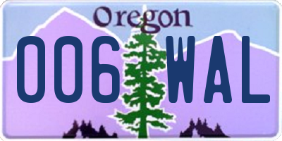 OR license plate 006WAL