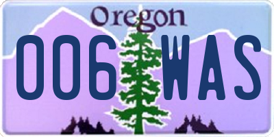 OR license plate 006WAS