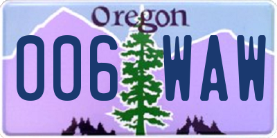 OR license plate 006WAW
