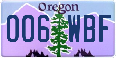 OR license plate 006WBF