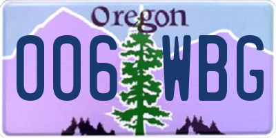 OR license plate 006WBG