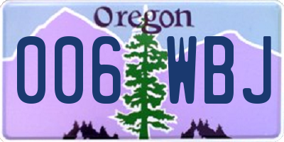 OR license plate 006WBJ