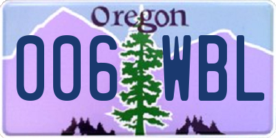 OR license plate 006WBL