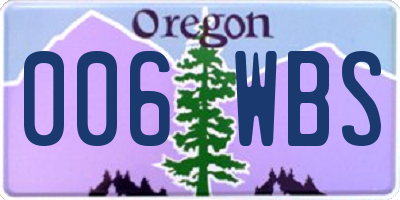 OR license plate 006WBS