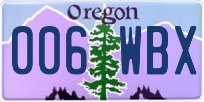 OR license plate 006WBX