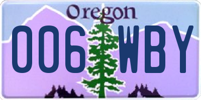 OR license plate 006WBY