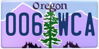 OR license plate 006WCA