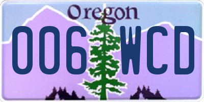 OR license plate 006WCD