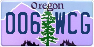 OR license plate 006WCG