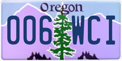 OR license plate 006WCI