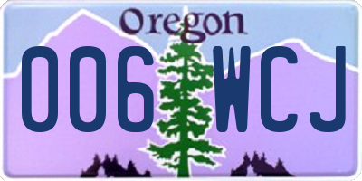 OR license plate 006WCJ
