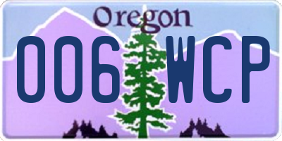 OR license plate 006WCP