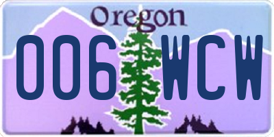 OR license plate 006WCW