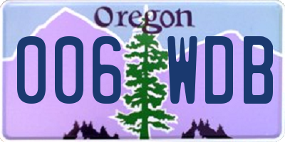 OR license plate 006WDB