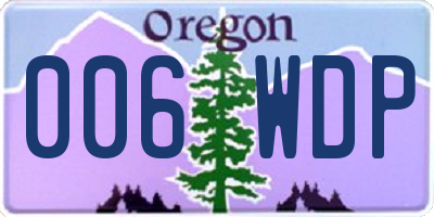 OR license plate 006WDP