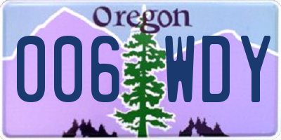OR license plate 006WDY