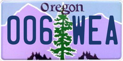 OR license plate 006WEA